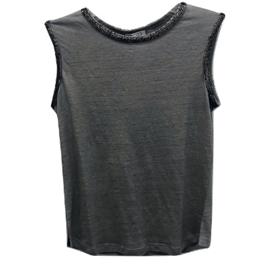 MLV Grey Embellished Linen Tank, NWT, Size S